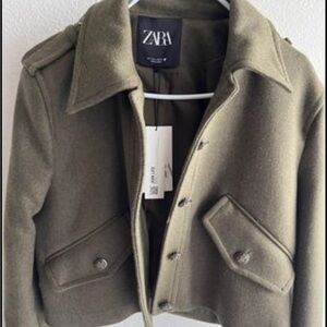 NWT ZARA Women’s Jacket Size L Army Green